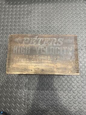 Vintage Peters High Velocity Shot Shells Wooden Ammo Crate Case Box 16 Gallon